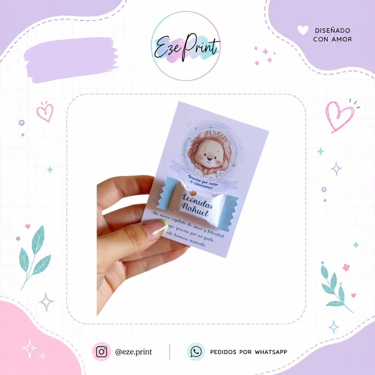 tarjeta de agradecimiento + 1 dulce (12u)